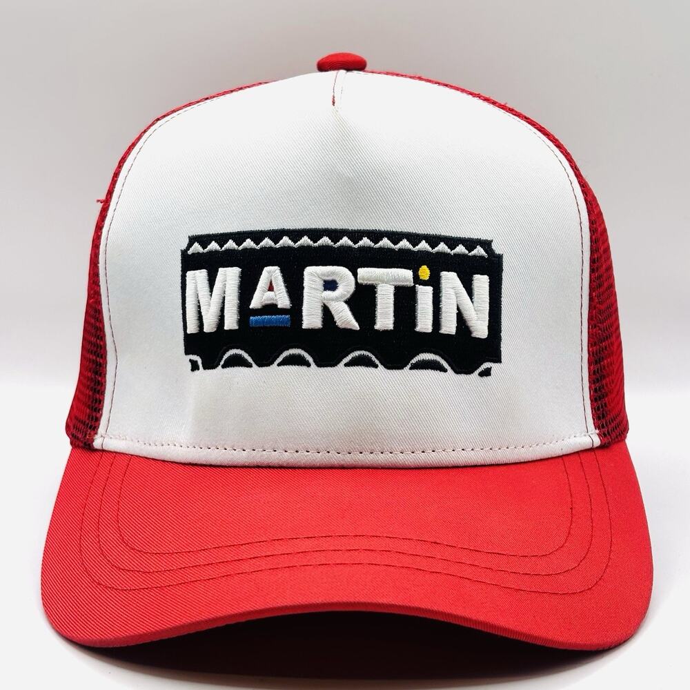 Martin Trucker Hat Cap Adjustable Snapback Mesh Back Red White Black